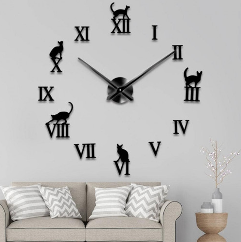 Reloj de pared Diseño 3D con gatos